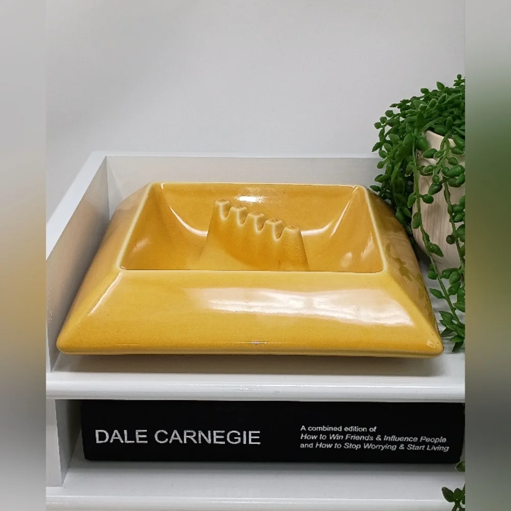 Vintage Hyalyn Yellow Ceramic Ashtray
